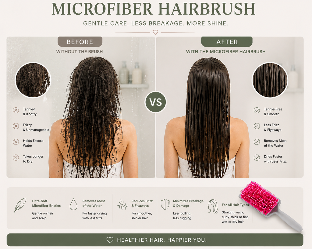 Microfiber towel hair brush