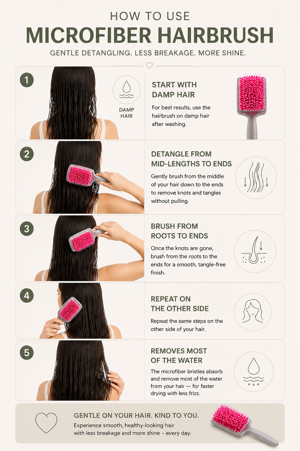 Microfiber towel hair brush
