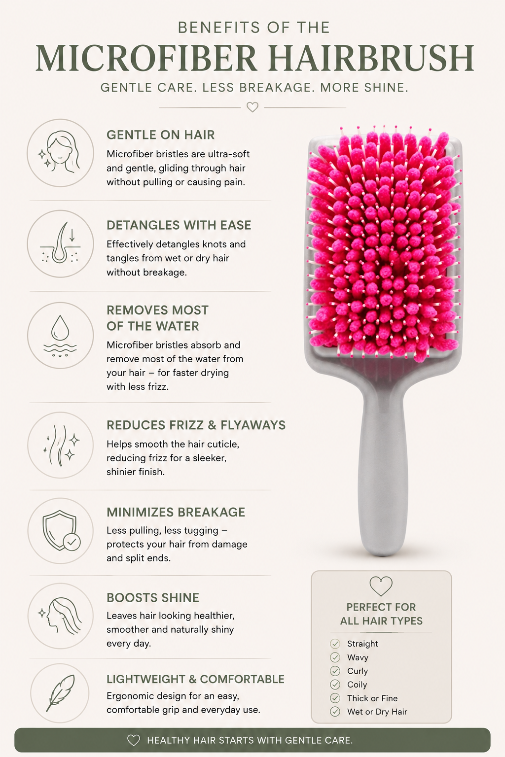 Microfiber towel hair brush